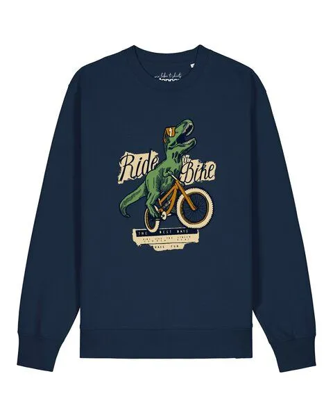 watapparel watapparel Sweatshirt Unisex T-Rex Fahrrad, French navy, – Produktbild 1 von 2