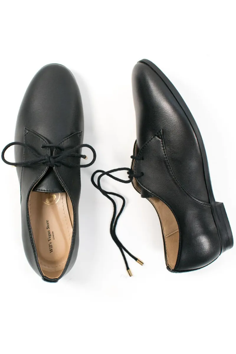 Will's Vegan Store Will's Vegan Store Damen vegan Schuhe Smart Derbys Schwarz, Schwarz, – Produktbild 1 von 2