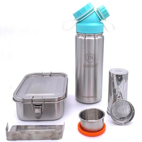 JN JuNiki's JN JuNiki's Frühlingsedition | JuNiki´s® Lunchbox/Trinkflasche/Teefilter türkis – Produktbild 1 von 4