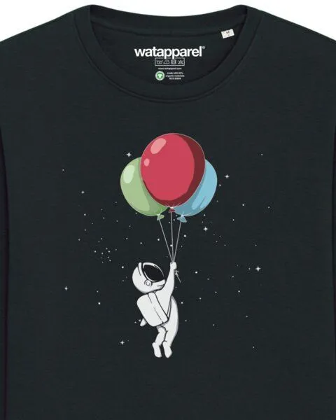 watapparel watapparel Sweatshirt Unisex Little Balloon Astronaut, Black, – Produktbild 3 von 3
