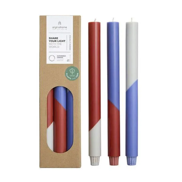 Originalhome Originalhome Diagonale Stabkerzen für bewusste Geschenke , S/3 - paraffinfrei & vegan, Mehrfarbig (harmony), – Produktbild 1 von 2