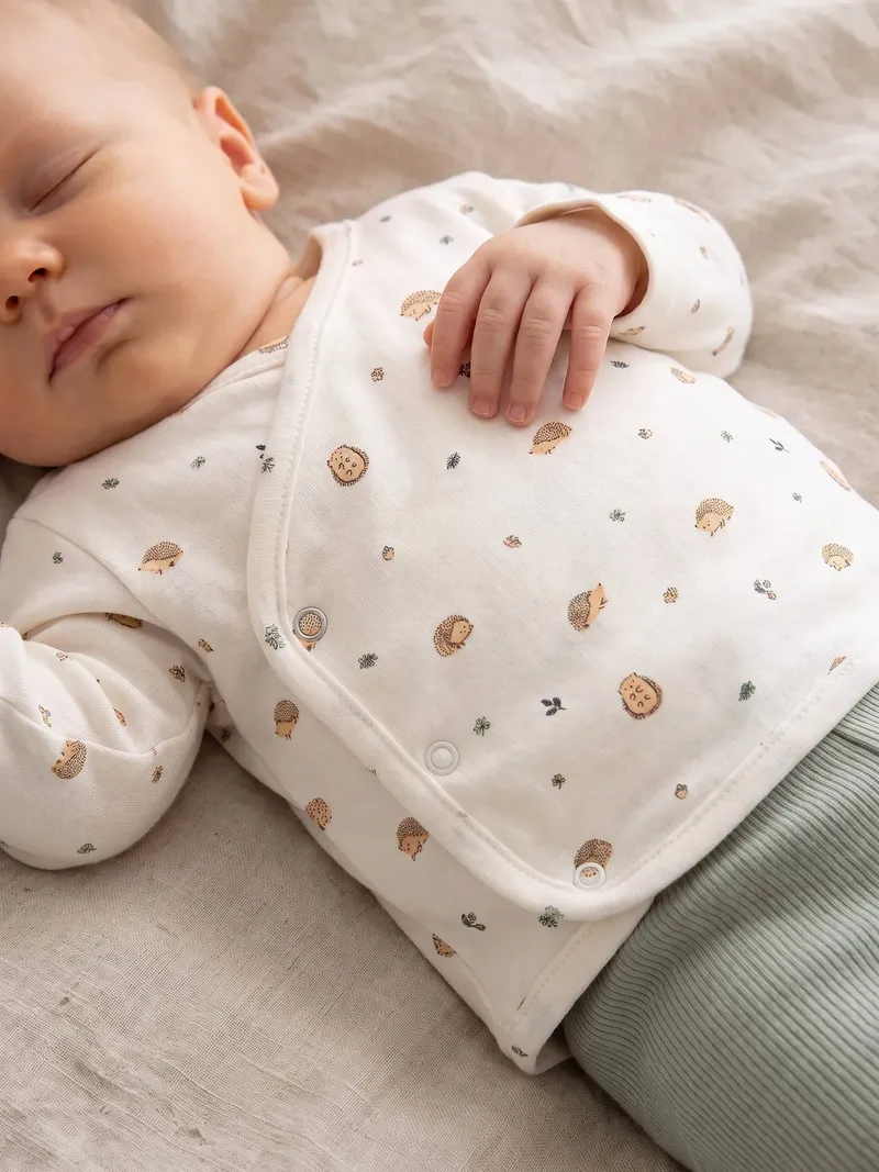 Vertbaudet Langarm-Wickeljacke für Neugeborene BASIC salbei, Salbeigrün, – Produktbild 1 von 4