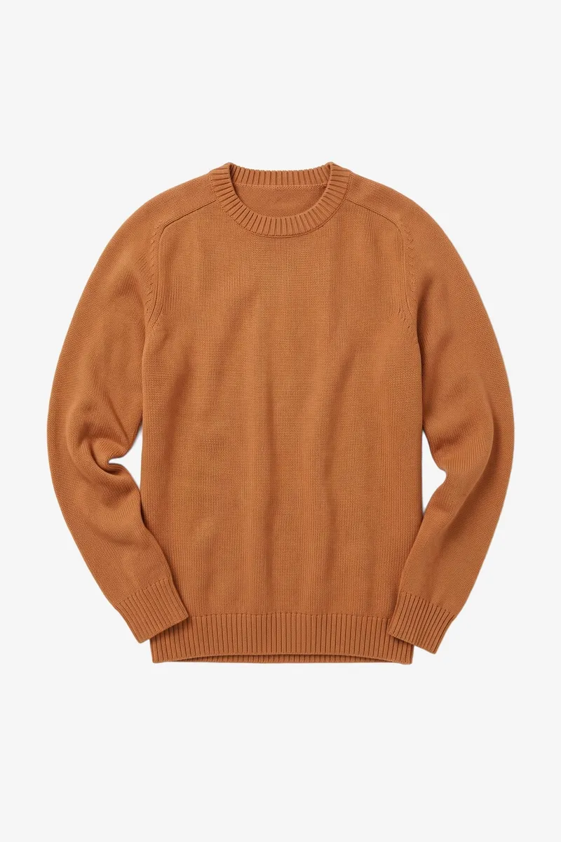 KnowledgeCotton Apparel KnowledgeCotton Apparel Herren vegan Strickpullover Einfarbig Rundhalsausschnitt Löwenmuster Braun, Braun, – Produktbild 1 von 2