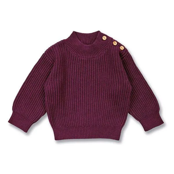 Sense Organics Sense Organics Baby Strickpullover, Modell VARUNY, Bordeauxrot melange, – Produktbild 1 von 3