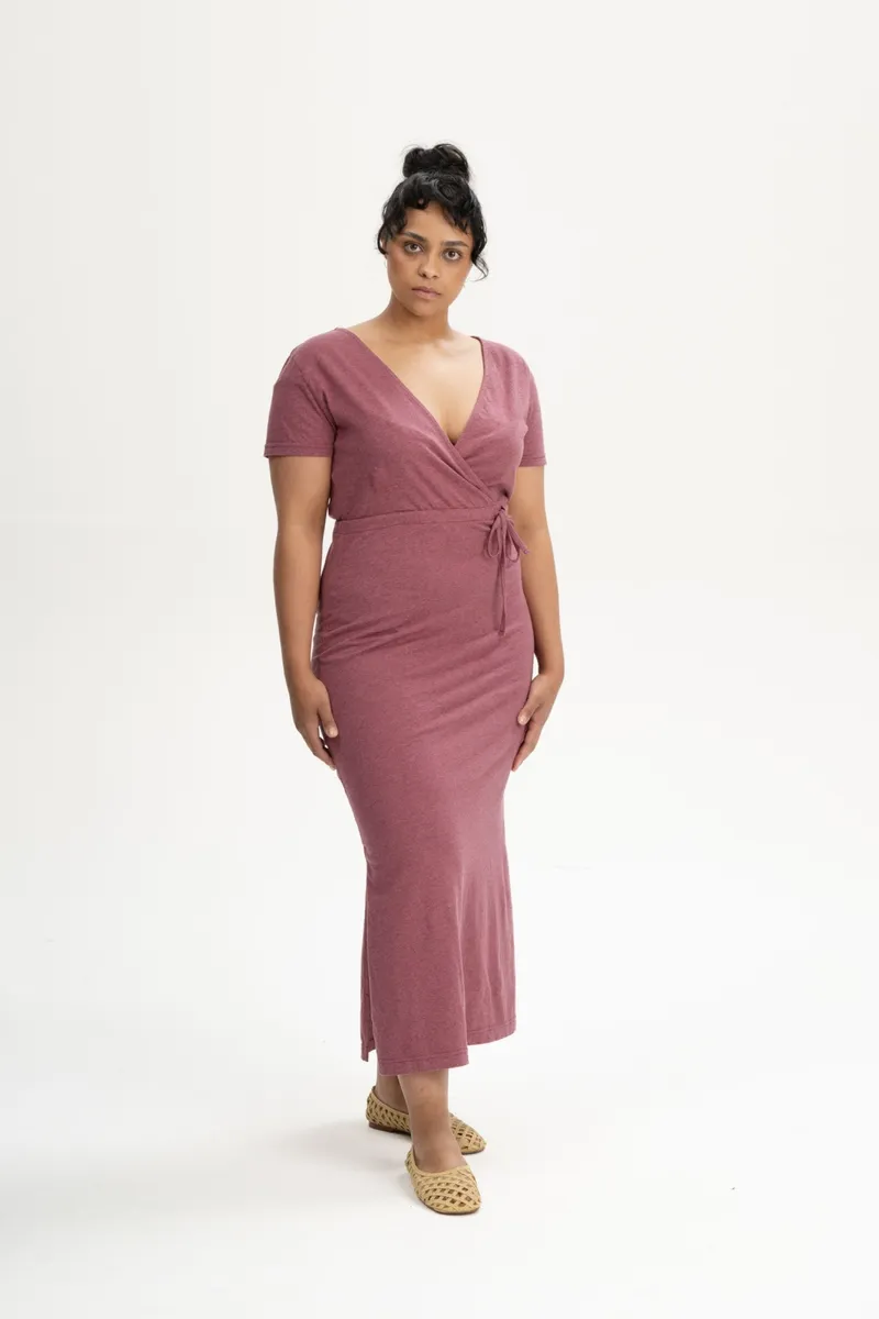 MELA MELA Damen vegan Kleid V-Ausschnitt Shreoshi Marmalade Melange, Rosa, – Produktbild 2 von 2
