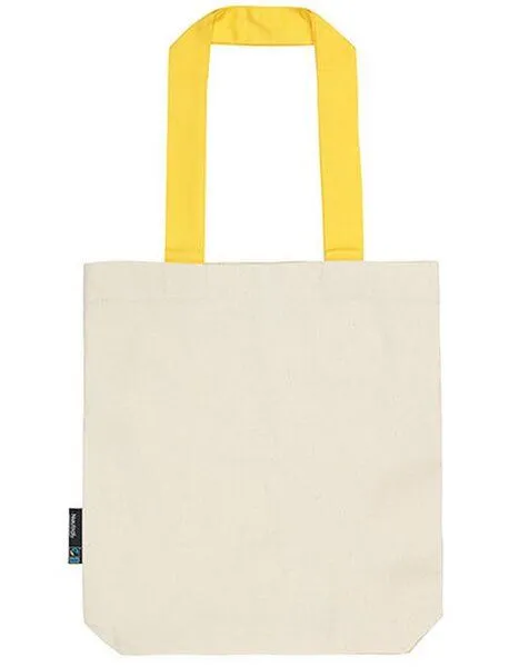 Neutral Neutral Baumwolltasche Shopper Kontrastfarbene Henkel, Natur/gelb, – Produktbild 2 von 3