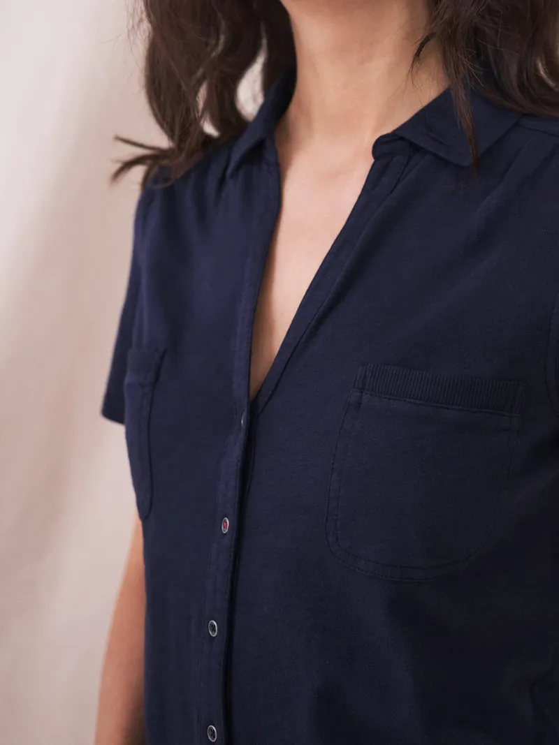 White Stuff Penny Jerseybluse mit Taschen - 48, Marineblau, – Produktbild 2 von 4