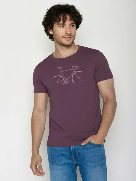 GreenBomb GREENBOMB Bike Crop Guide - Sportliches T-Shirt aus Bio-Baumwolle / hochwertiger Print / GOTS / Fair & Vegan, Lila (berry bark), – Produktbild 1 von 4