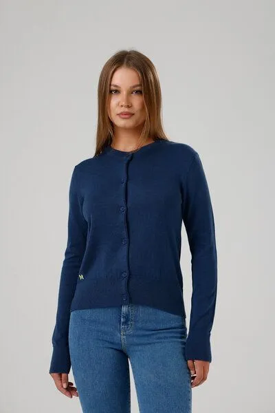 GORG GORG Damen Strickjacke mit Rundhalsausschnitt, Navy, – Produktbild 1 von 4