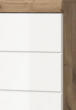 Inn.Furn Hochschrank Willow (Badschrank in weiß Hochglanz und Eiche Dekor, 2-türig, 37 x 191 cm) mit 6 Fächern – Produktbild 1 von 1
