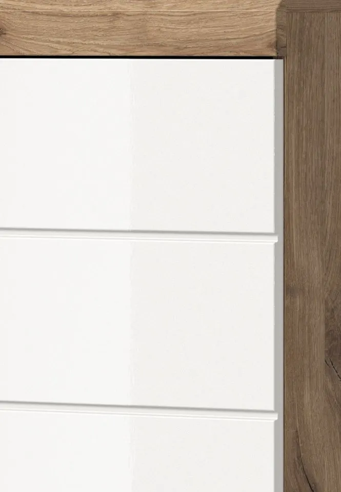 Inn.Furn Waschbeckenunterschrank Willow (Waschtisch in weiß Hochglanz mit Eiche, 60 x 56 cm) mit MDF-Fronten, Weiß, – Produktbild 4 von 5