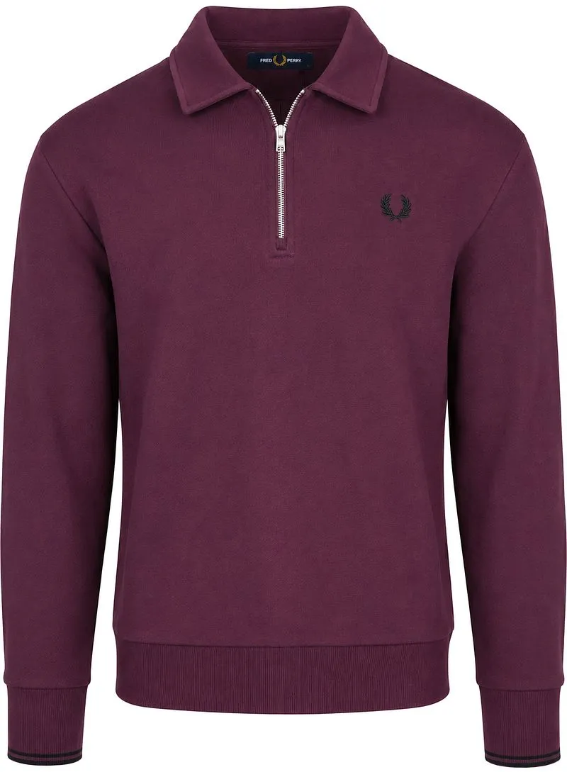 Fred Perry Fred Perry Langarm-Poloshirt Half Zip Plum - Größe L, Violett, – Produktbild 1 von 4