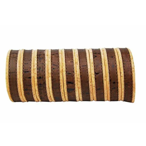 Kork-Deko Kork-Deko Band aus Kork-Stoff | flach 14 mm braun mit beigem Rand | Korkschnur zum Basteln – Produktbild 2 von 8