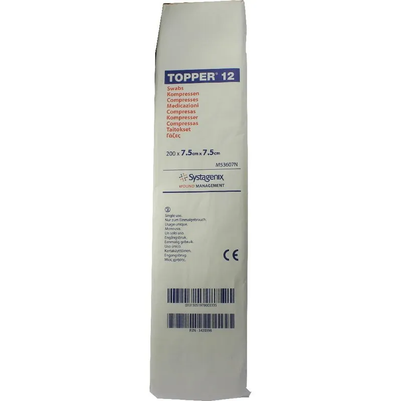 Solventum Germany TOPPER 12 Kompr.7,5x7,5 cm unsteril 200 St Kompressen – Produktbild 1 von 1