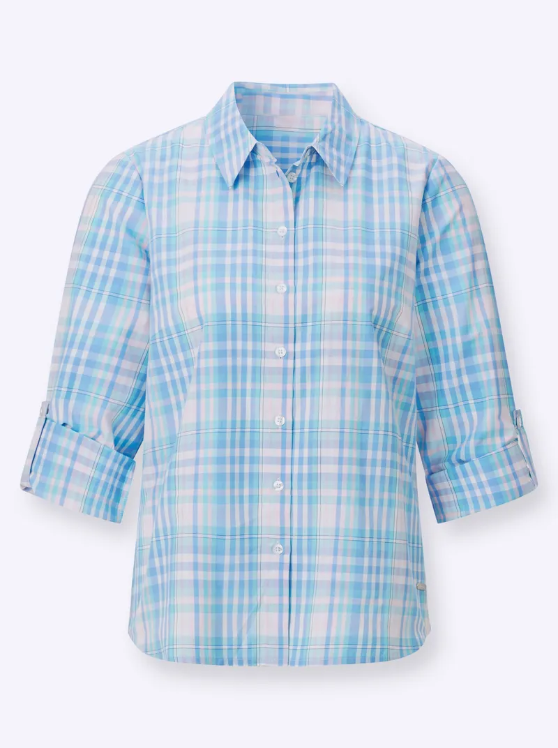 Witt Karobluse hellrosé-eisblau-kariert, Hellrosé-eisblau-kariert, – Produktbild 2 von 2