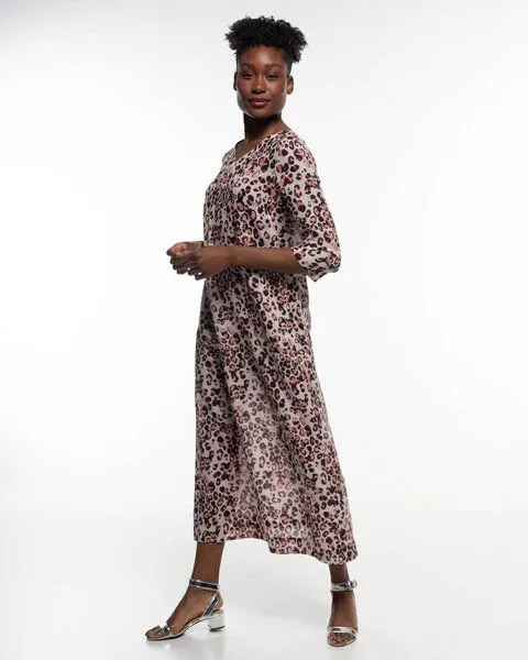 Alma & Lovis Alma & Lovis Langes Print-Tunikakleid aus Bio-Baumwoll-Batist | Batist Gep Maxikleid, Rose quarz (rose-rosa), – Produktbild 3 von 4