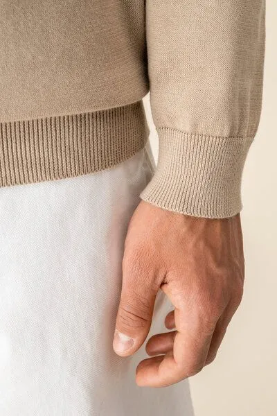 Kultgut Kultgut Fühl dich wohl- Weicher Strickpullover aus reiner Biobaumwolle, Beige, – Produktbild 4 von 4