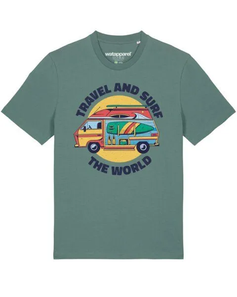 watapparel watapparel T-Shirt Unisex Travel and surf, Green bay, – Produktbild 1 von 4