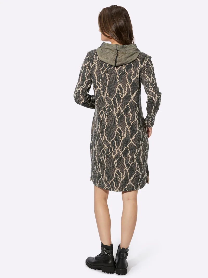 Witt Druckkleid, Schwarz-taupe-bedruckt, – Produktbild 2 von 2