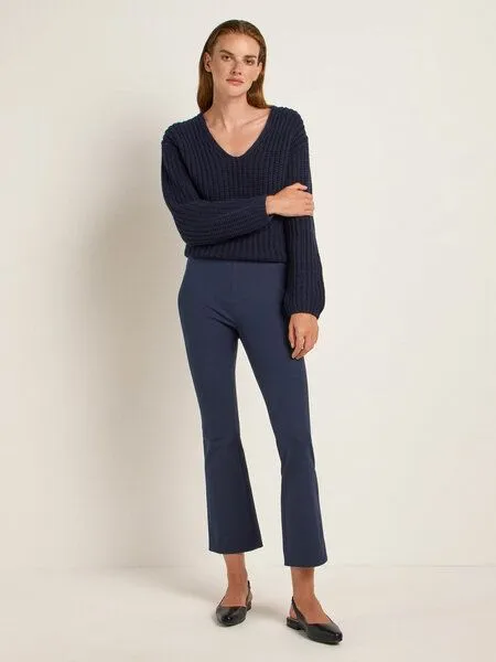 LANIUS LANIUS Hose mit ausgestelltem Bein aus Bio-Baumwolle und Comfort Stretch, Midnight, – Produktbild 1 von 4