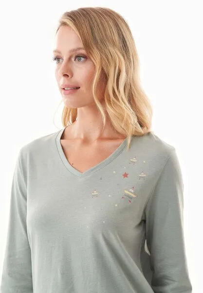 ORGANICATION ORGANICATION TIEERRA | Pyjama-Set aus Bio-Baumwolle, Sage green, – Produktbild 4 von 4