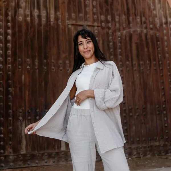 NORDLICHT NORDLICHT Oversize Musselin Bluse Mia aus 100% Bio-Baumwolle, Natur, – Produktbild 3 von 4