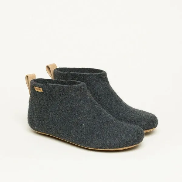 Magicfelt Magicfelt 743 Hüttenschuhe aus 100% Merino-Wolle Hausschuh für Damen & Herren Ledersohle, Graphite, – Produktbild 2 von 6