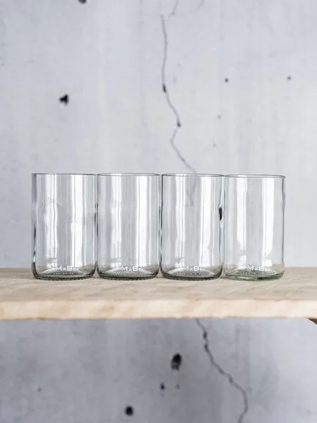 MaBe MaBe Trinkglas sustainable - 350ml - Upcycling aus der Weinflasche 4er Set, Transparent, – Produktbild 1 von 4
