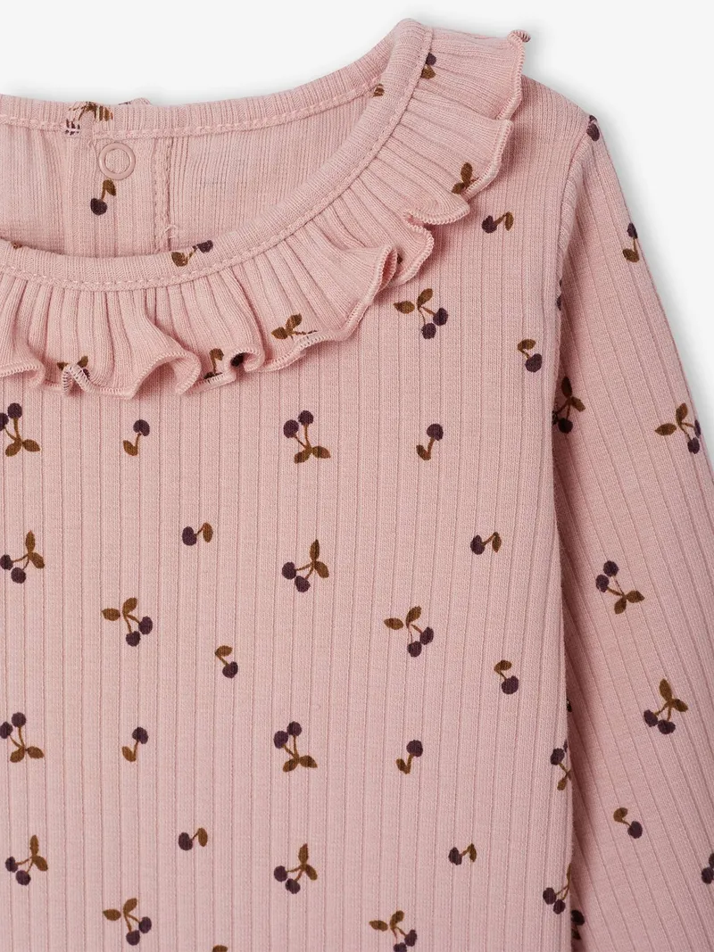 Vertbaudet Mädchen Baby Shirt mit Volantkragen, Altrosa, – Produktbild 2 von 3