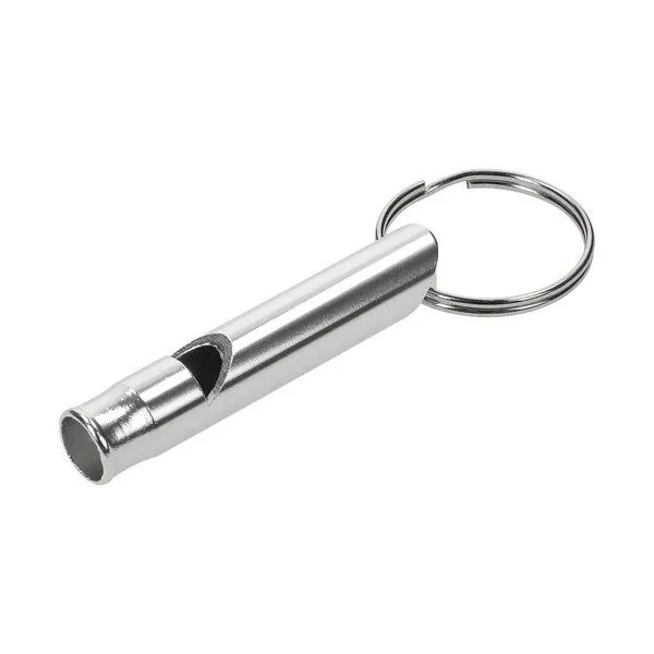 elasto elasto Signalpfeife aus Edelstahl - kompakte Notfallpfeife mit Schlüsselring, Silber, – Produktbild 1 von 4