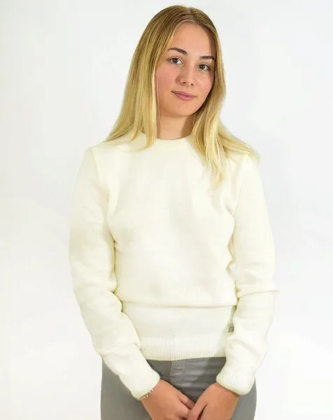 Aatise Aatise Zyclos Pullover, Rundhalsausschnitt, recycelter Wolle, Weiß, – Produktbild 1 von 4