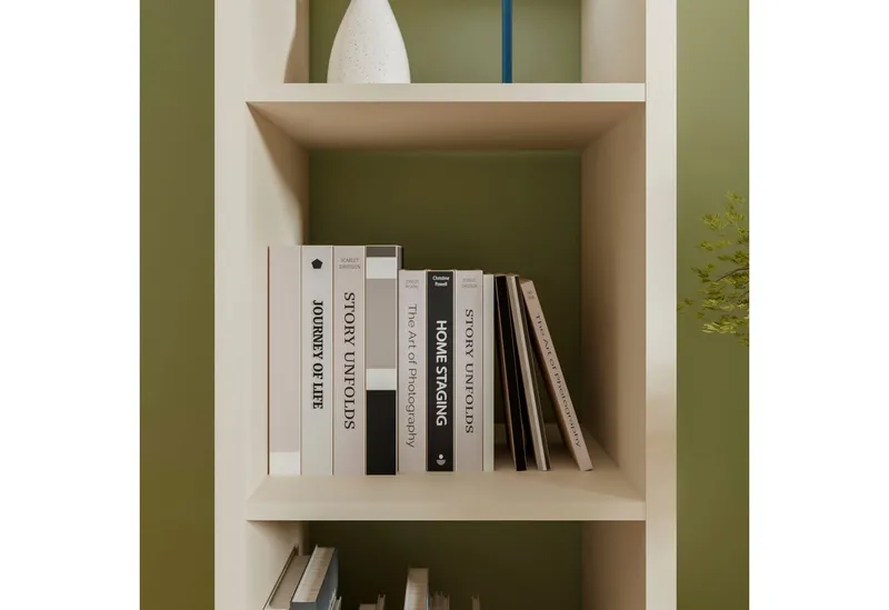 FORTE Standregal Mauro, FSC®-zertifiziert, Fachgröße 33x33cm, 4 Fächer, Beige, – Produktbild 8 von 8