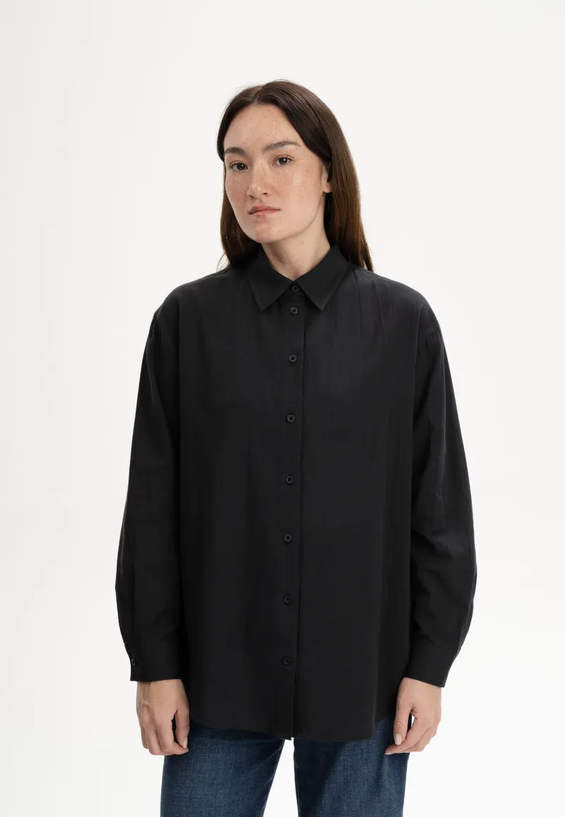 MELA MELA Damen vegan Bluse Naitee Holzkohle Schwarz, Schwarz, – Produktbild 1 von 2