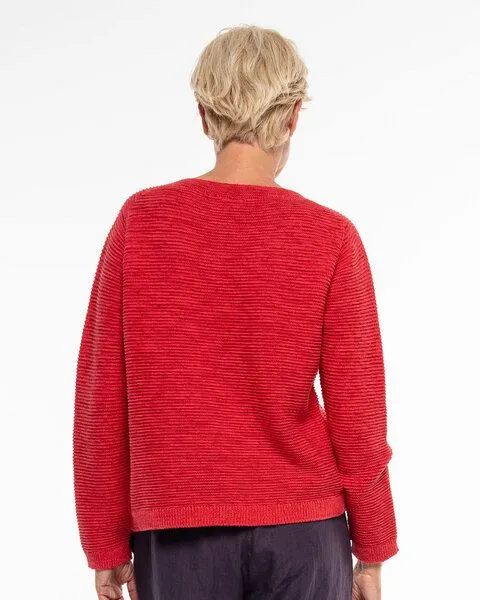 Alma & Lovis Alma & Lovis Leichter Strickpullover aus Organic Cotton | Seamless Knit Sweater, Tango (rot), – Produktbild 4 von 4