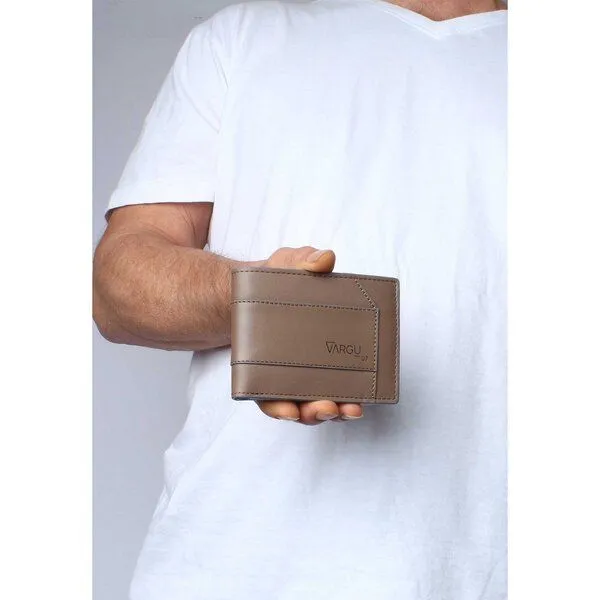 Vargu Vargu Echtleder Geldbörse KON 1-M, Taupe - sky blue, – Produktbild 3 von 4