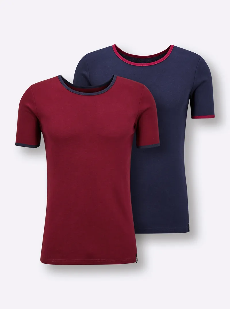 wäschepur men Shirt marine + dunkelrot, Marine + dunkelrot, – Produktbild 1 von 3