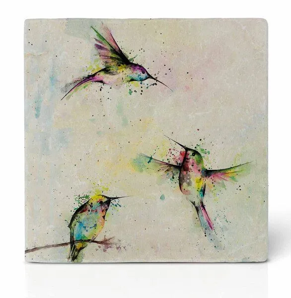 LIGARTI Fliesenuntersetzer »3 Kolibris« von LIGARTI | Design Untersetzer | Natursteinfliese – Produktbild 2 von 2