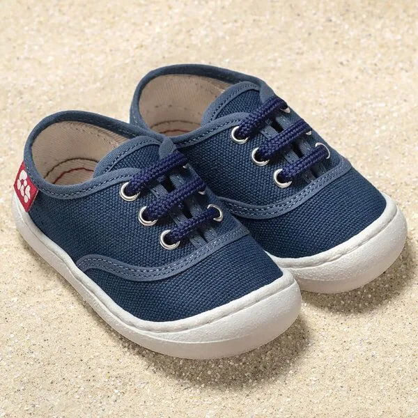 Pololo Pololo leichter Sommersneaker "Pepe" aus Baumwolle (Bio kbA), Größen 20-27, Blau, – Produktbild 1 von 4