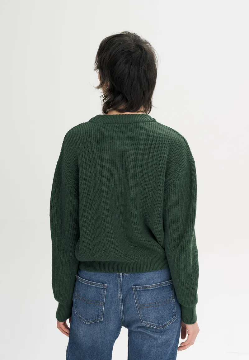 MELA MELA Damen vegan Strickpullover Rib Adah In Deep Forest Melange“, Dunkelgrün, – Produktbild 1 von 2