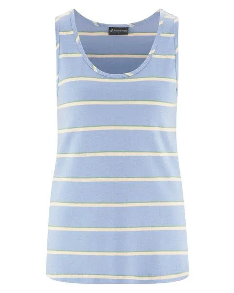 HempAge HempAge Damen Streifen Top Hanf/Biobaumwolle, Water(blau), – Produktbild 1 von 4