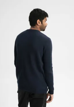 MELA MELA Herren vegan Strickpullover Jacquard Manav Marineblau – Produktbild 1 von 1