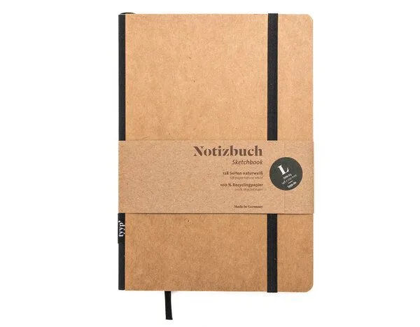 tyyp tyyp Notizbuch A5 – 100% Recyclingpapier – handmade in Germany – Klassik CRAFT Natur – Produktbild 1 von 3