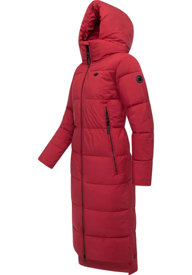 ragwear ragwear Wintermantel Patrise Extralanger Damen Winter Steppmantel mit Gehschlitzen, Rot, – Produktbild 2 von 4