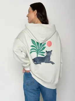 GreenBomb GREENBOMB Panther Leaves Mello - Lässiger Hoodie aus Bio-Baumwolle / hochwertiger Print / GOTS / Fair & Vegan – Produktbild 1 von 1