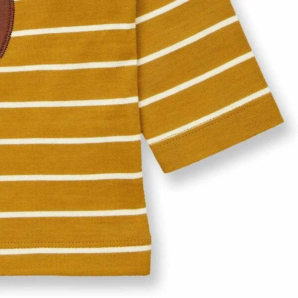 Sense Organics Sense Organics Baby Langarmshirt, Modell ELAN, Currygelb geringelt mit bär- & waschbär, – Produktbild 4 von 4