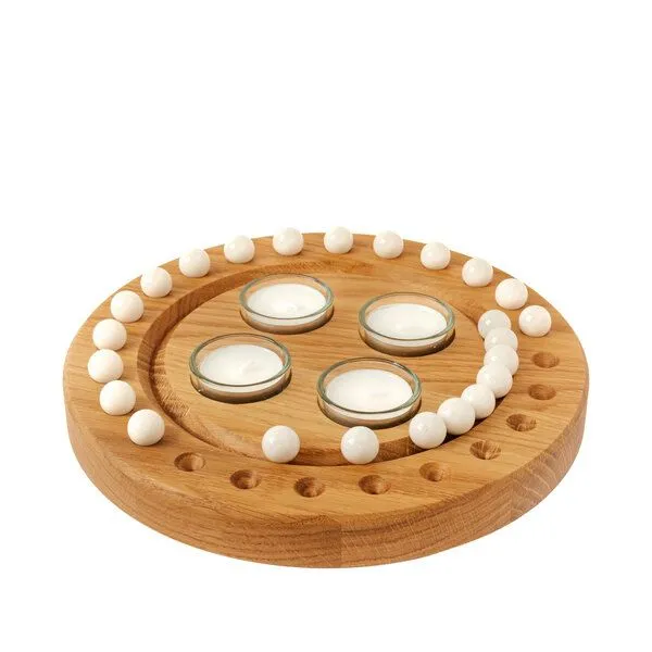 klotzaufklotz klotzaufklotz Adventskalender und Adventskranz mit Teelichtern, Weiß, – Produktbild 2 von 8