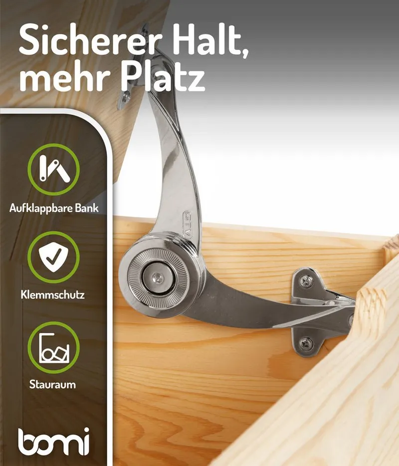 bomi bomi Kindersitzgruppe Holzsitzgruppe Anna, (Set, 4-tlg., 1x Tisch, 1x Truhenbank & 2x Stühle), Kindertischgruppe aus Holz, als Spiel- & Maltisch, Beige, – Produktbild 6 von 8