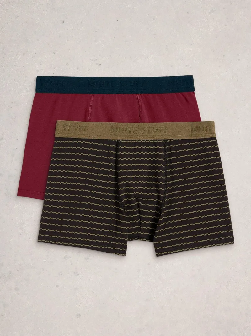 White Stuff 2-er Pack Boxershorts Hove Stripe & Uni - S, Schwarz print, – Produktbild 2 von 4
