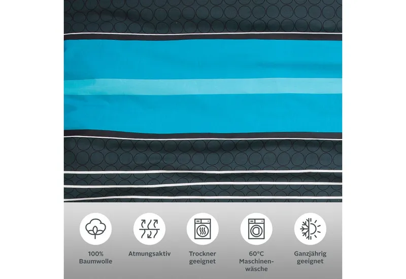 OTTO home Bettwäsche Circle in Gr. 135x200, 155x220 cm u.a. Bettwäsche-Set gestreift, Linon, 2 teilig, Bettwäsche aus Baumwolle mit Streifen-Design, moderne Bettwäsche, Blau, – Produktbild 1 von 6
