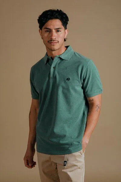 Trendsplant Trendsplant Organic Pigment Dyed Polo Shirt Eden Green, Grün, – Produktbild 1 von 4